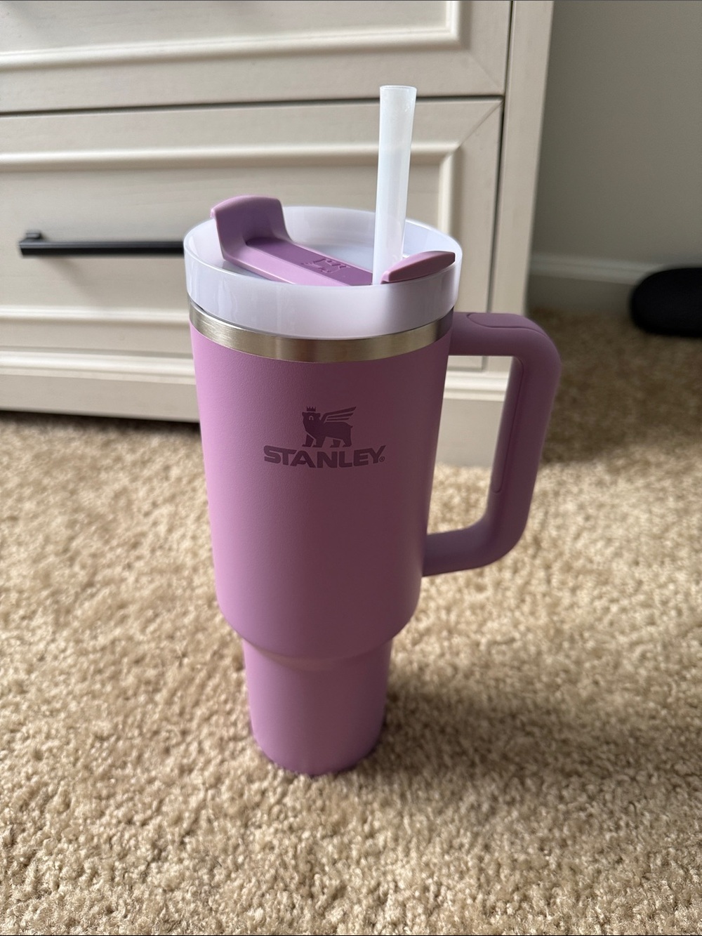 Stanley Lavender Pink Stainless Steel Travel Tumbler with Handle and Straw